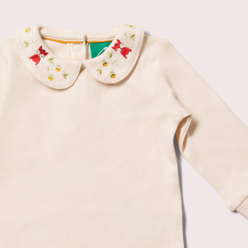 Little Green Radicals Autumn Fox Embroidered Baby Body
