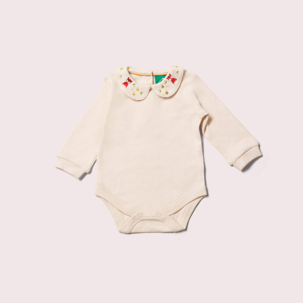 Little Green Radicals Autumn Fox Embroidered Baby Body