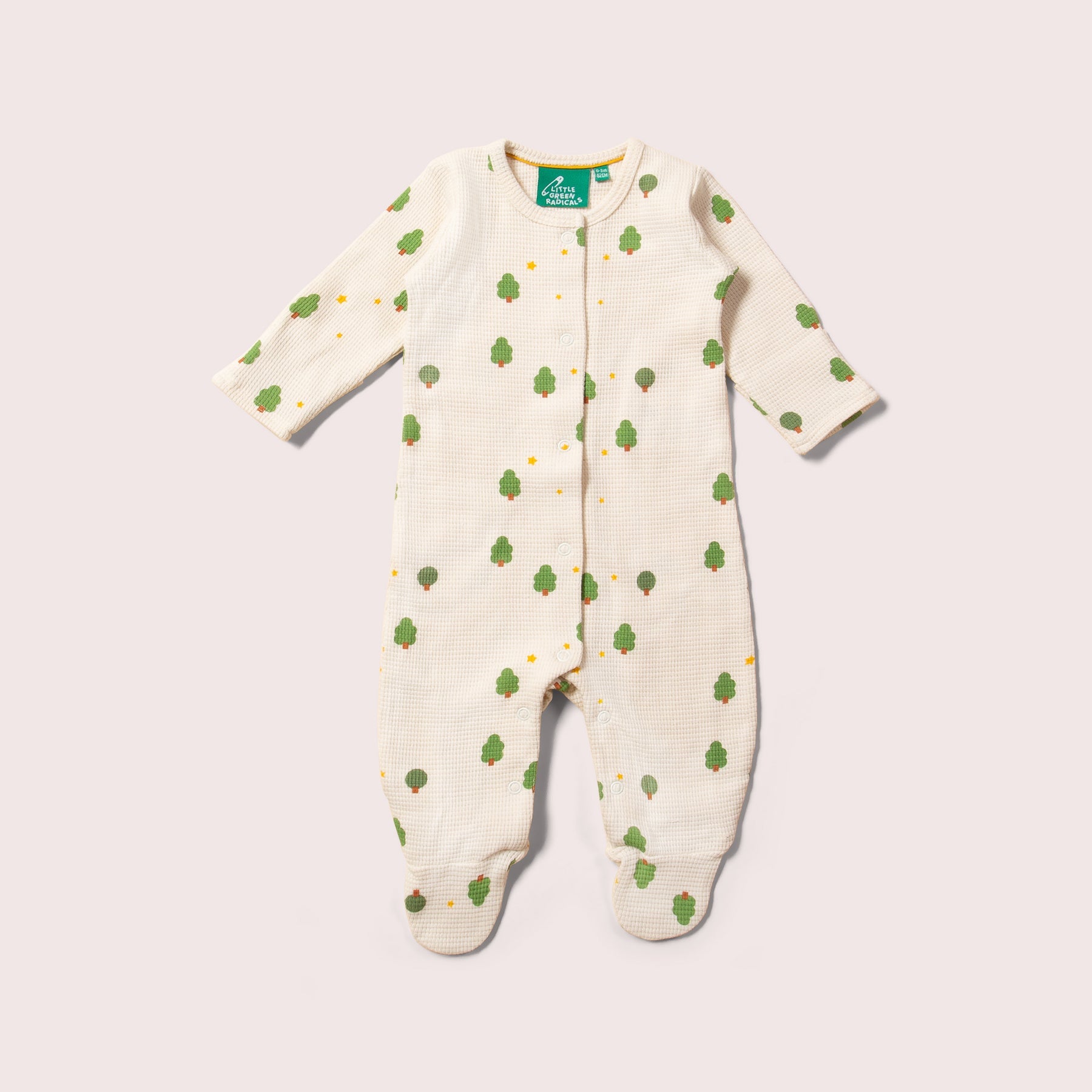 Little Green Radicals Cream Winter Trees Organic Waffle Babygrow