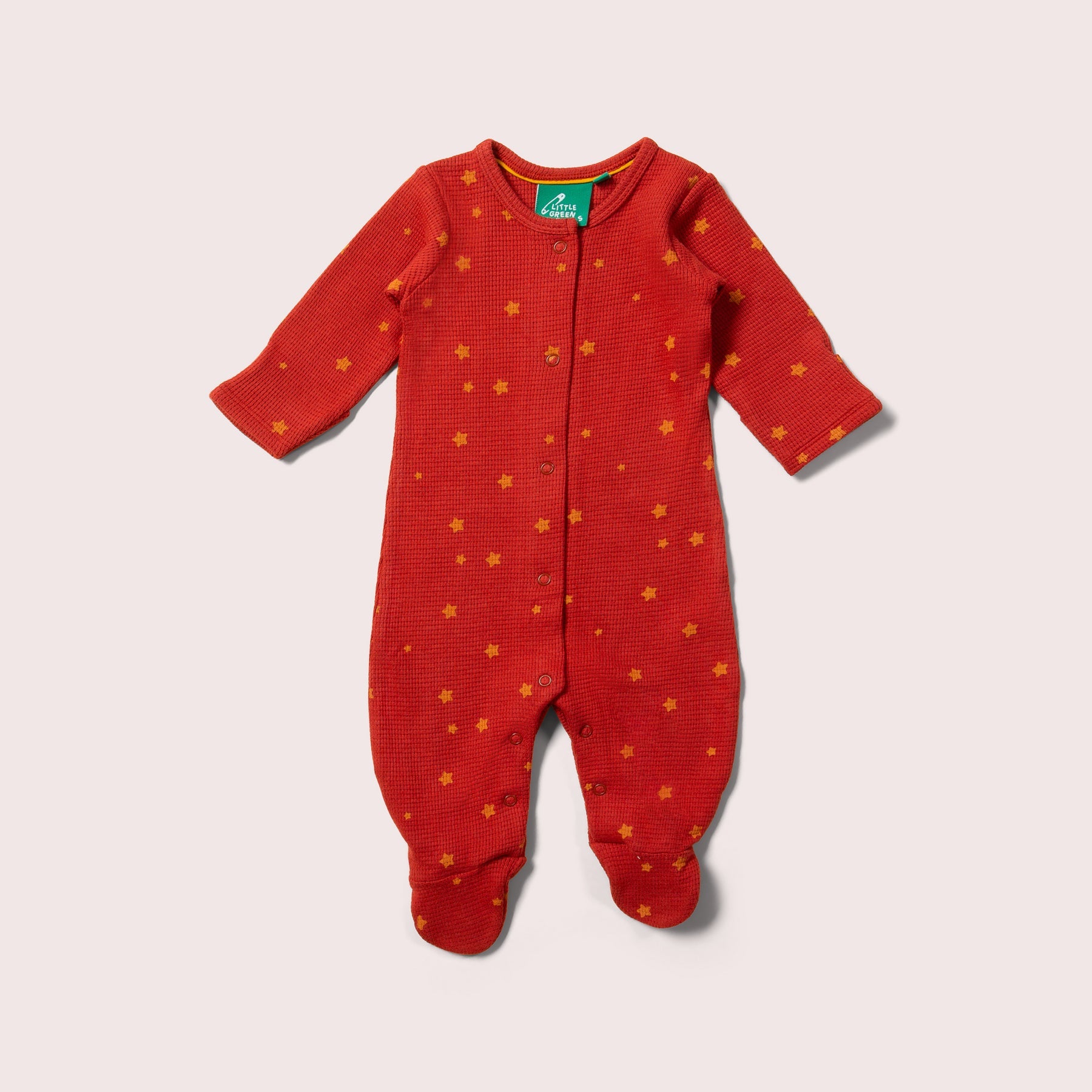 Little Green Radicals Hazelnut Stars Organic Waffle Babygrow