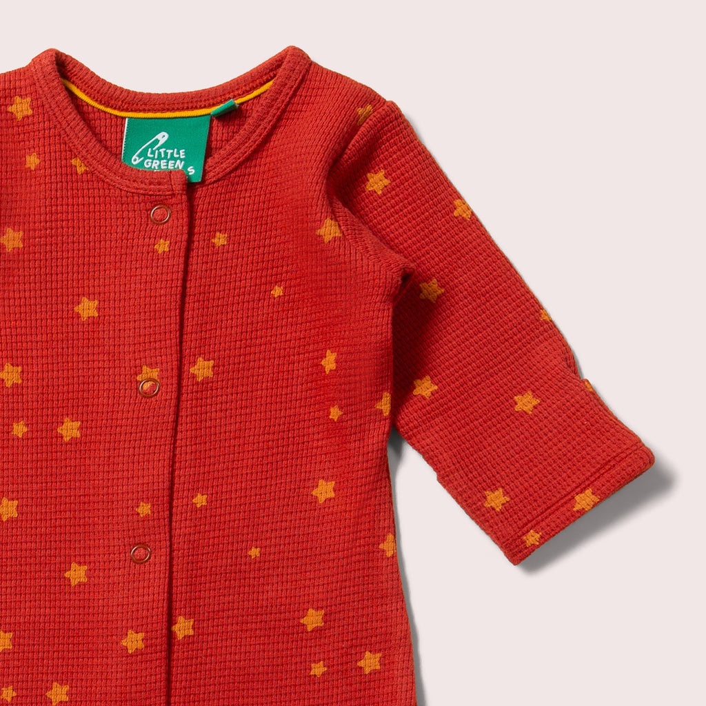 Little Green Radicals Hazelnut Stars Organic Waffle Babygrow