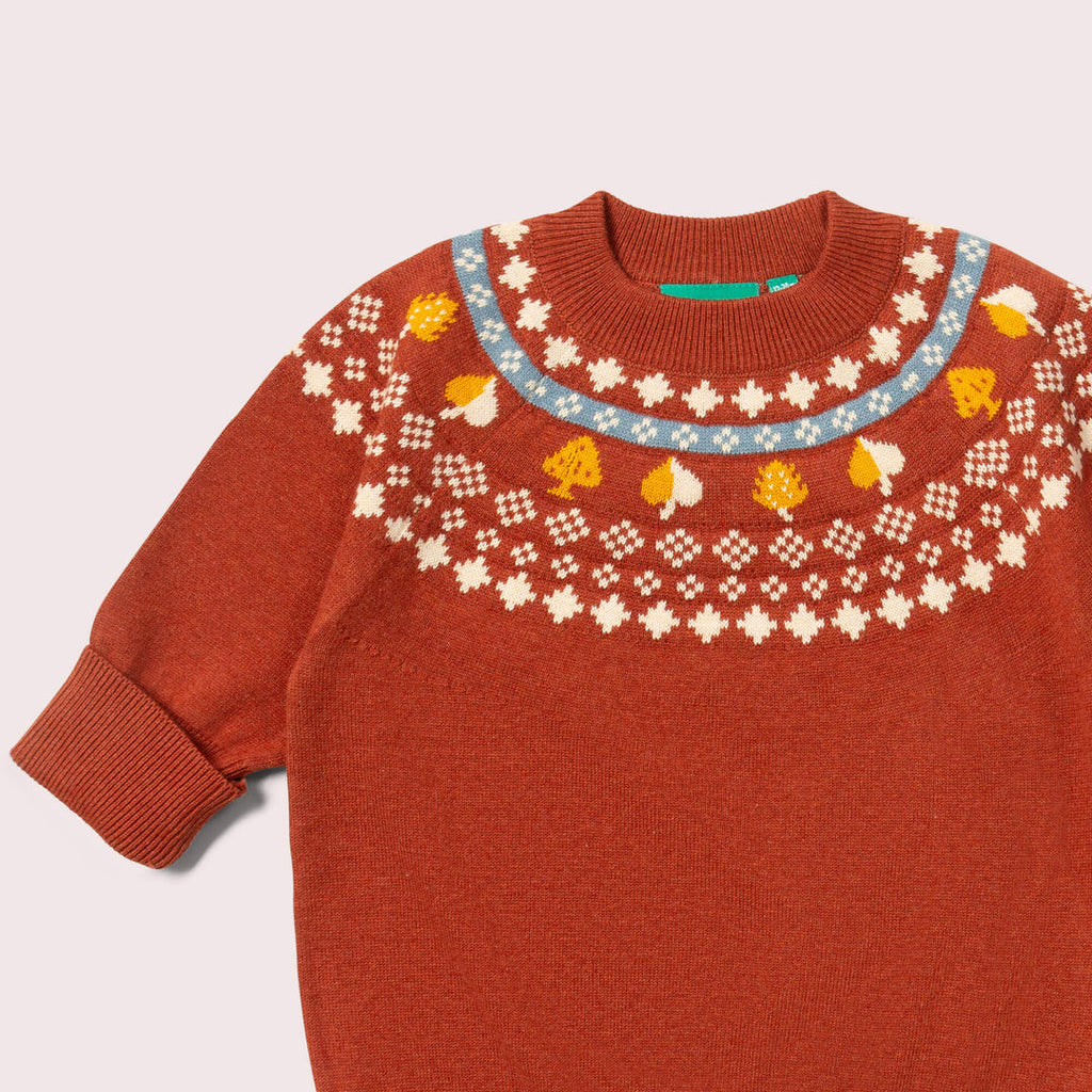 Little Green Radicals Autumn Leaves Fairisle Knitted Jumper