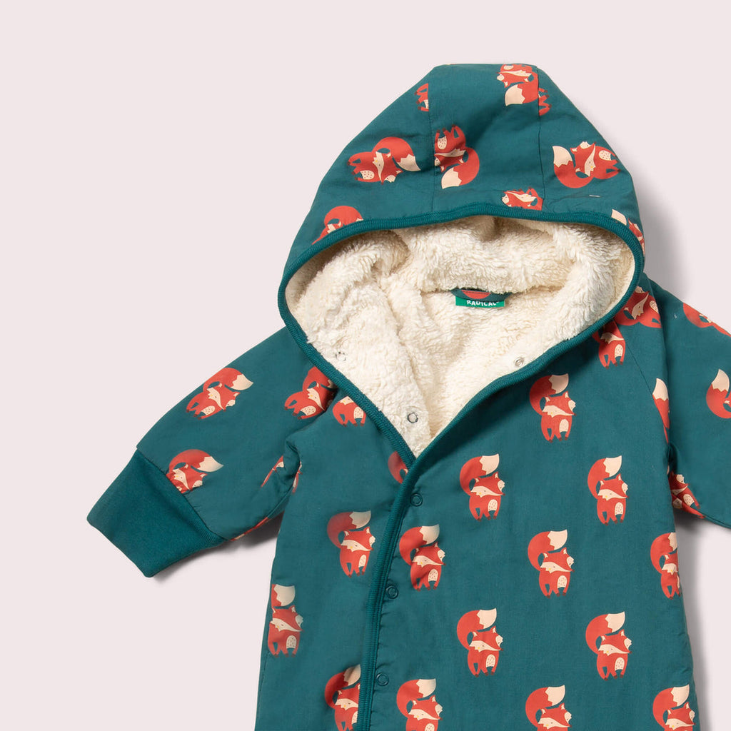 Little Green Radicals Red Foxes Sherpa Lined Snowsuit